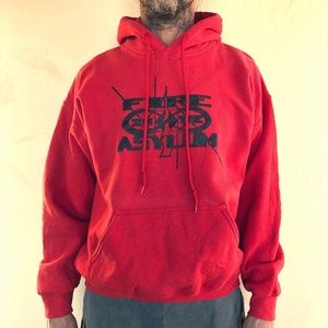 Red Men's Hoodie Sweatshirt - Custom Design Gildan